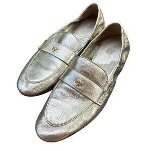 Tory Burch gold driving loafers 9.5 like new